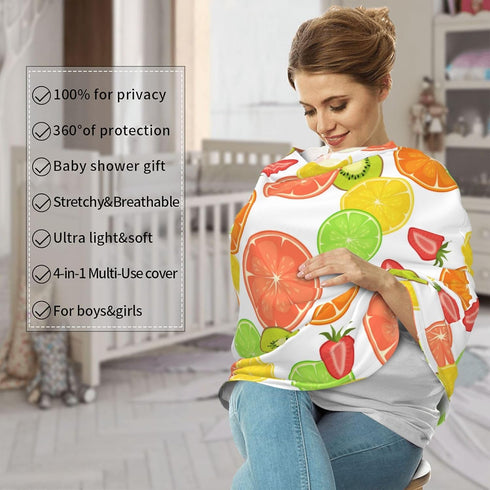 Schgap Cute Fruits Car Seat Covers Canopy for Baby, Nursing Cover Breastfeeding Baby Carrier Covers Carseat Canopy
