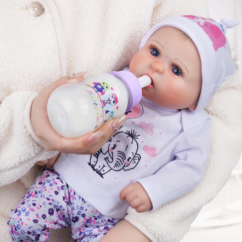 JIZHI Reborn Baby Doll Bottle and Magnetic Pacifier Set, Accessories for Pretend Play Feeding Toy (Purple)