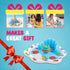 Bundaloo Inflatable Infant Pool Splash Mat with Backrest & Stackable Ring Toys - Summer Fun Activity for Baby Toddlers