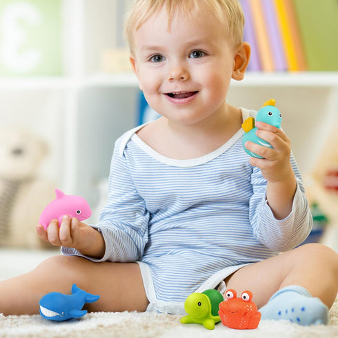 LotFancy Bath Toys for Kids Ages 1-3, Mold Free Ocean Sea Animal Bathtub Toys, 8PCS Soft Baby Bath Toys