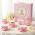 Set 3-8, Set TUZT Tea Party for Little Girls Ages Pink Heart Porcelain Tea with Gold Trim Edges, Princess Tea Time Toy