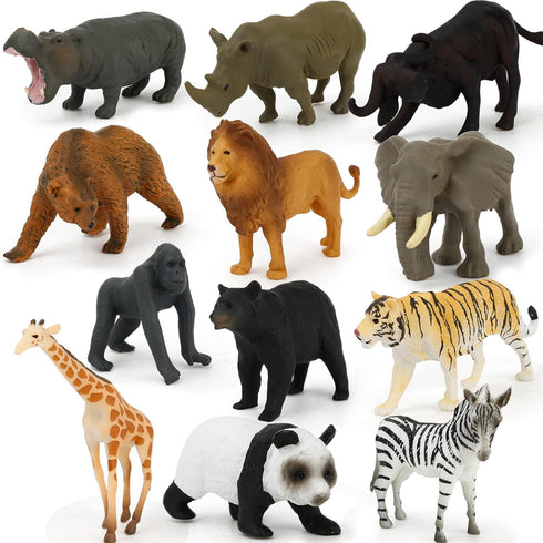 Realistic Animal Figurines Toys, Small Montessori Animal Figures with Flash Cards, Montessori Materials for Toddler