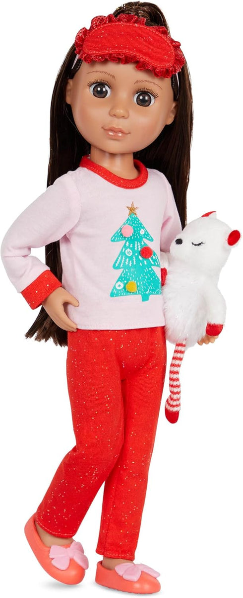 Glitter Girls 14-inch Doll Outfit - Christmas Doll Clothes, Festive Pajama Set with Slippers for 14-inch Dolls