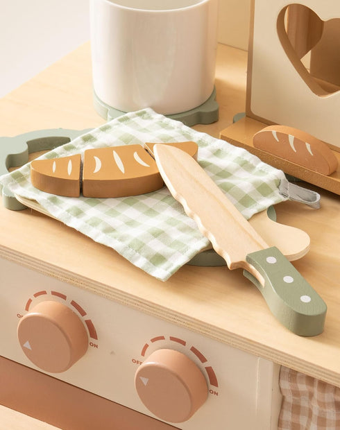 16pcs Set Playset, ROBUD Kids Play Kitchen Knife - Wooden Cooking Montessori-Inspired Pretend Kitchen Toys