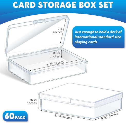 (60 Snap,3.86 2.91 0.94 Inch) Vicenpal Playing Card Box Clear Plastic Playing Card Deck Case Snap Closed Holder Storage