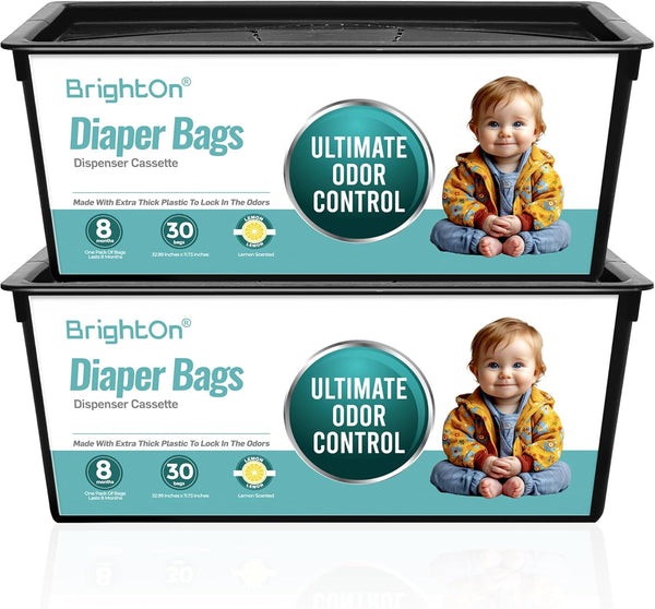 BrightOn Diaper Pail Refill Bags Compatible with Genie Easy Roll Signature Diaper Pails,