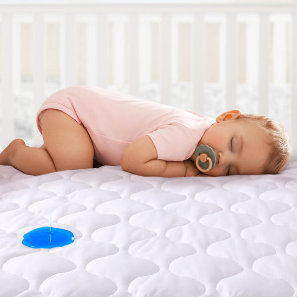 Yoofoss Waterproof Crib Mattress Protector, Quilted Infant Mattress Pad Cover Soft and