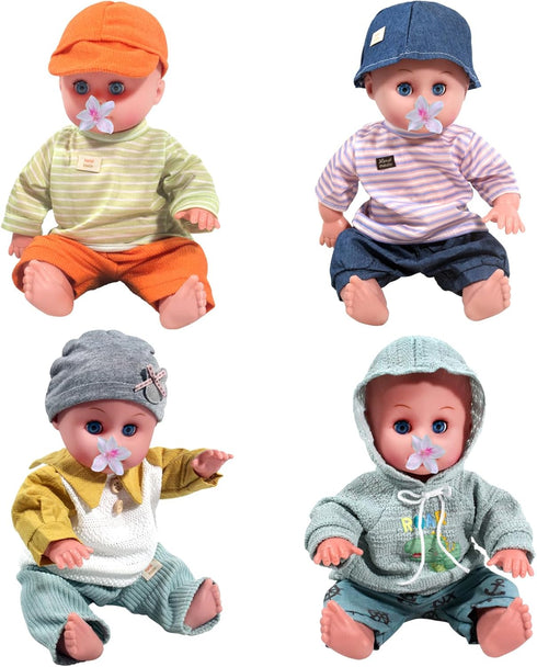 Baby Dolls Clothes for 12-16 Inch Dolls, 4 Sets Doll Outfit Accessories for 15 Inch Doll Boy