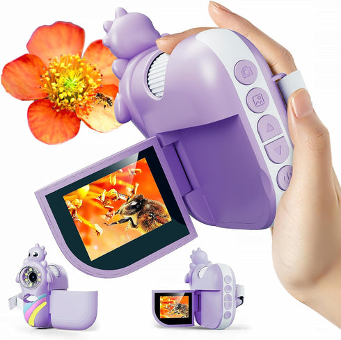 Pozifu Microscope for Kids,Handheld Kids Microscope 1000X Magnification,2'' HD Screen,1080P Camera,Built-in Telescope,STEM Educational
