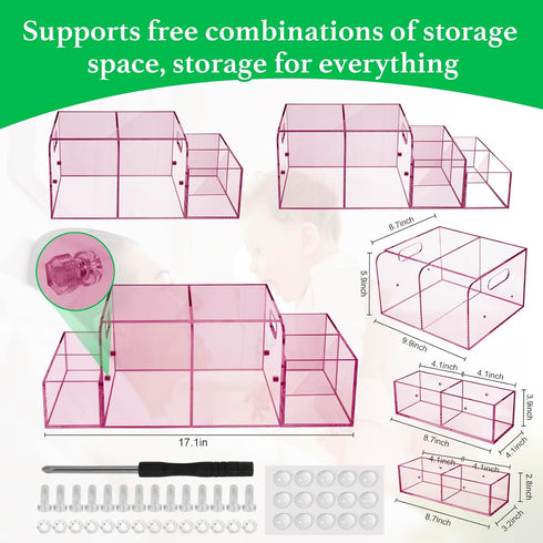 4 NANYEZH Acrylic Diaper Caddy, Baby Wipes Organizer for Changing Table, Dresser Top Tabletop Organizer with Detachable