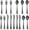 LIANYU 15-Piece Black Kids Silverware Set, Stainless Steel Toddler Utensils, Mirror Finished Flatware for 5