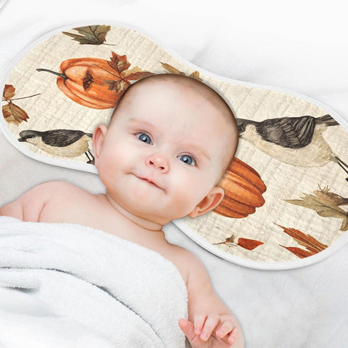 YETTASBIN Pumpkin Bird Muslin Baby Burp Cloth, Super Soft Absorbent Cotton Burp Rag Baby Bibs Feeding Cloth for Newborn
