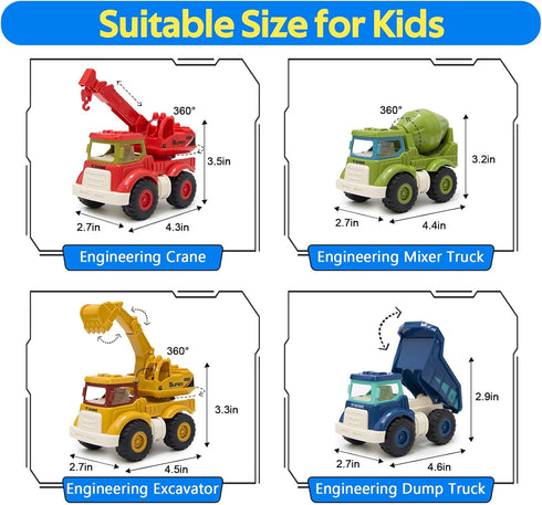 ZROPAW 2 3 4 5 Construction Toys for Toddlers Years Old, Sandbox Excavator Toy with Construction Truck Vehicles Dump
