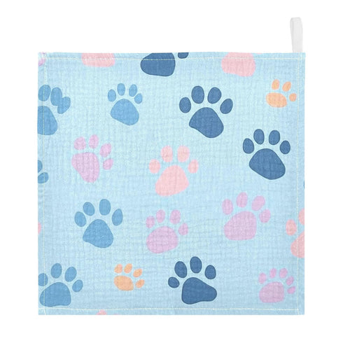 Flradish 3 Pack Set 12 12 Inches Baby Washcloths Pure Cotton Highly Absorbent and Soft Dog Paw Print Baby Towels