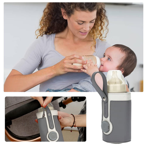 SONARIN 3 Baby Bottle Warmer Bag,Portable USB Powered Milk Bottle Warmer Heater Keeper Travel Thermostat Insulation
