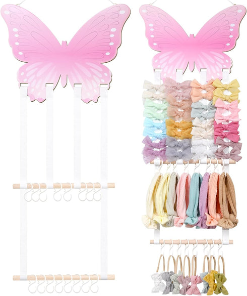 POVETIRE Bow Holder for Girls, Hair Accessories Organizer, Wall Hanging Storage for Nursery Toddler Room
