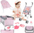 Set deAO Baby Doll Stroller Crib Bed Nursery Role Play Baby Doll with Accessories and Play Mat,Travel