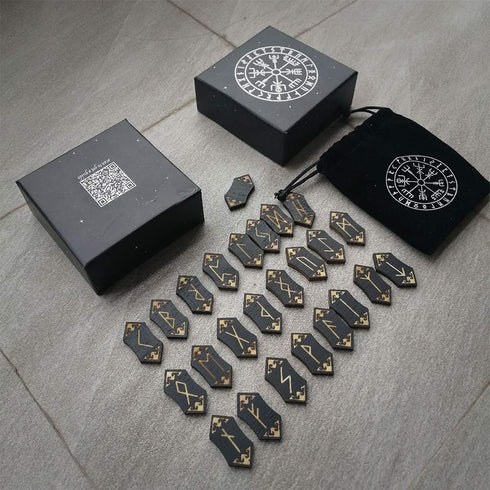 Handmade Wooden Rune Divination Game Set, Nordic Handmade Woodcut Rune Stones with Dedicated Storage Bag