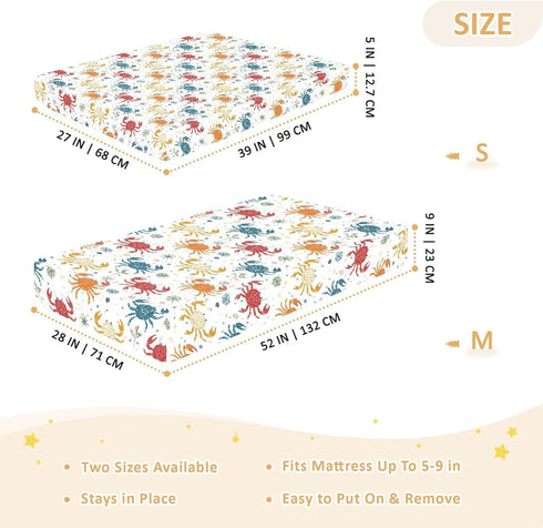 miaozhen 1 Pack 52x28 Cotton Baby Crib Sheets Comfy Breathable Rainbow Playful Crab Colorful Toddler Mattress Sheet