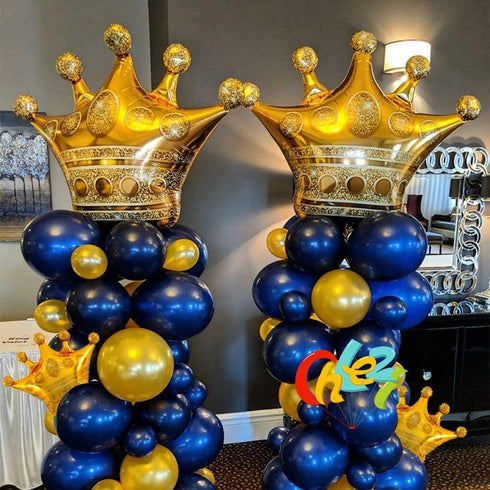 14PCS Gold Foil Crown Balloons for Birthday, Wedding, Party, Baby Shower Decorations - 4 Giant & 10 Mini Size