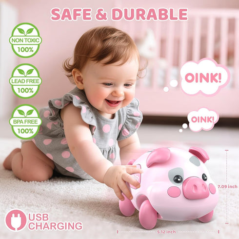 6-12 6 Tummy 7 8 9 10 11 0-1 OCHIDO Baby Toy Months, Musical Piggy Crawling Infant Toys with Light, Month Old Toys