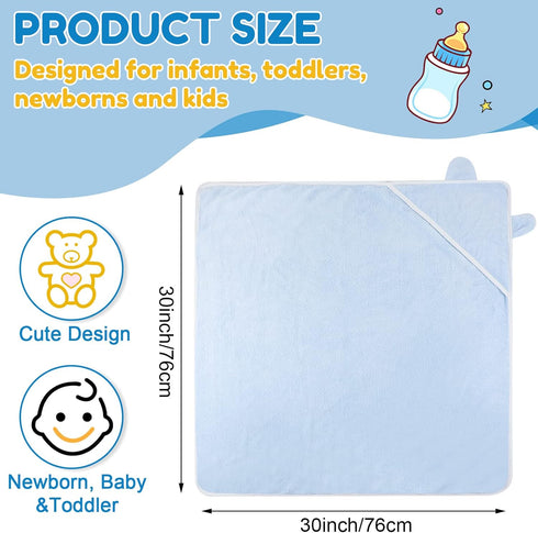 6 30 30 Inch Lounsweer Pieces Baby Bath Towels x Hooded Toddler Towel Bath Blanket Absorbent Coral Fleece Hooded