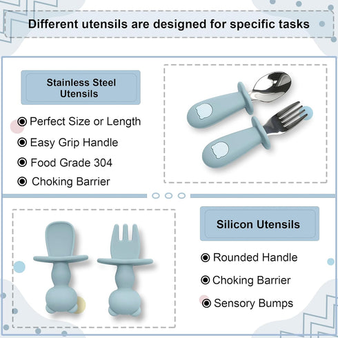 Generic Set, Set, 6+ Silicone Baby Feeding Baby Led Weaning Supplies, Suction Plate and Bowl, Self Feeding Spoons, Tiny