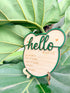 Kemmintvn Wooden Newborn Birth Announcement Ornament, Hello World Baby Keepsake Sign with Name Date Time Weight Length