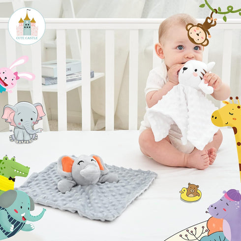 Cute Castle Security Blanket for Babies, Soft Unisex Newborn Essentials for Boys and Girls, Neutral Snuggle Toy