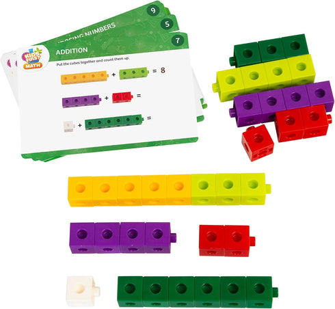 Kids First Math Kit: 100 Linking Cubes with Activity Cards - Develop Counting, Sorting, and Graphing Skills for Ages 3+