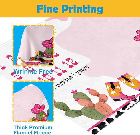 Cow Girl Baby Monthly Milestone Stuff for Newborn Photo Taken - Baby Age Blanket with 2 Frame