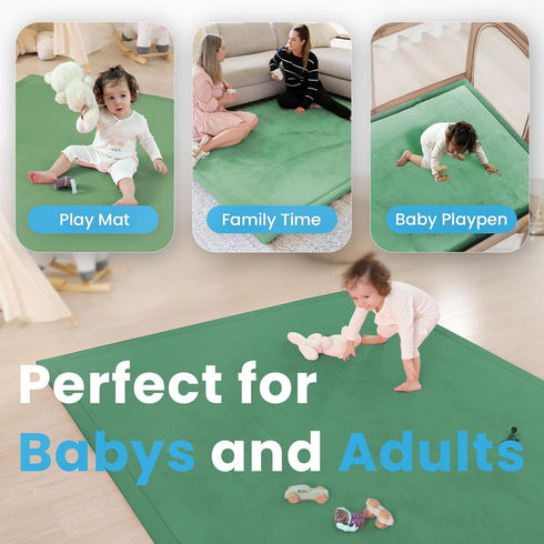 1.3" 50x50 Tummy Thick Baby Play Mat for Floor Playpen, Foam Time Mat, Padded Support Soft Plush Nursery Rug for Infant