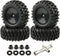 4pcs RC Trailer Tires, 12mm Hex Hard Dish Wheel Rim and Tires with Lock Nuts for 1/10 Rock Crawler