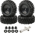 4pcs RC Trailer Tires, 12mm Hex Hard Dish Wheel Rim and Tires with Lock Nuts for 1/10 Rock Crawler