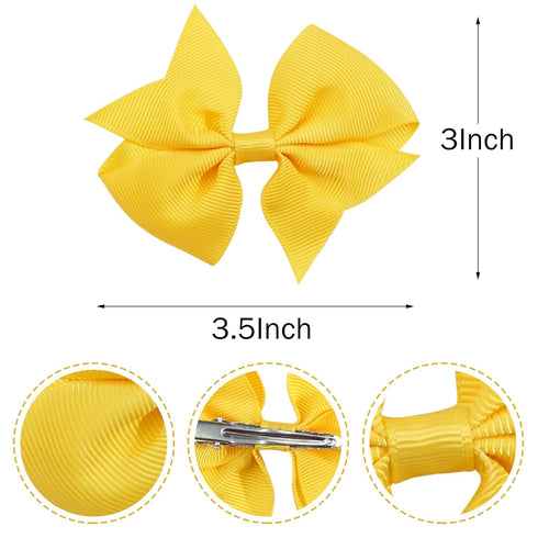 30PCS Girls' Hair Accessories - 15 Colors Grosgrain Ribbon 3.5-inch Alligator Clips and Pigtail Bows for Toddlers and