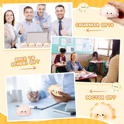 Hollowfly 20 Pcs Positive Dumpling Stress Balls Fidget Sensory Toy Emotional Relief Squeeze Stretchy Food Pierogi