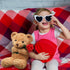 Christmas Plush Stuffed Animal Bear with Rose, Cute Gifts for Kids, Toddler, Girlfriend, 11.8 Inches