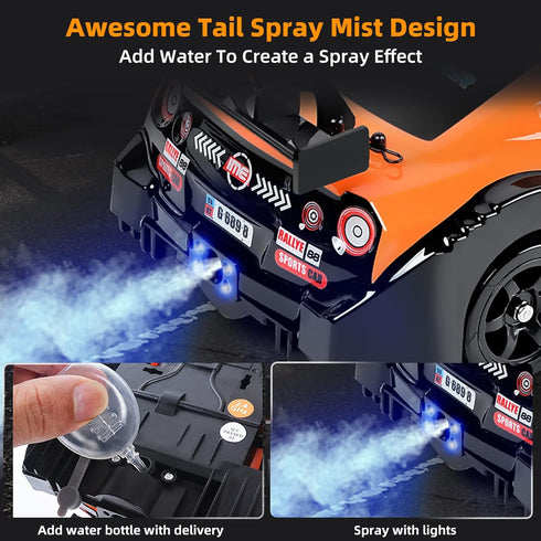 2.4GHz 1:16 4WD RC Drift Car Scale High Speed Remote Control Cars Vehicle with LED Lights Two Batteries and Drifting