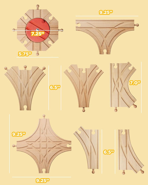 8pcs, Set Set 3+ SainSmart Jr. Wooden Train Track Track Expansion Compatible with All Major Brands Toddler Railway Toy