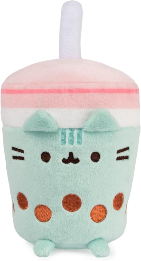 GUND Pusheen Boba Tea Cup Plush Cat Stuffed Animal - Ages 8 and Up, Green/Pink, 6”