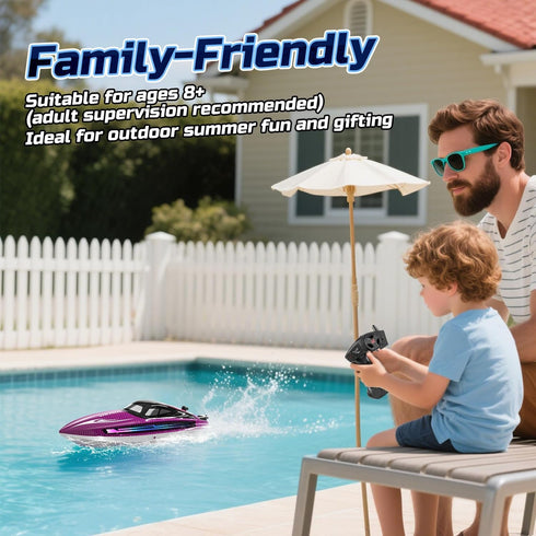 25+ WF17 2 30-40 WeFone Remote Control Boat for Adults, KMH Fast RC Speed Boat with LED Light for Kids, Self-righting