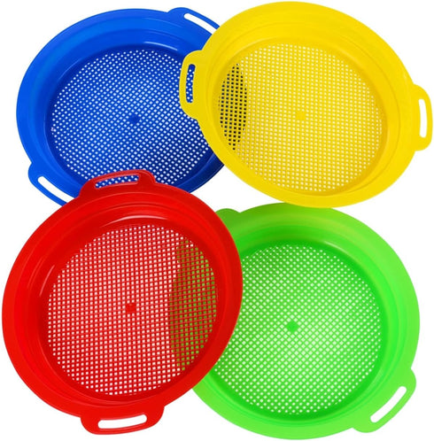 Sand Sifters Sieve for The Beach Sand Toys (Red, Blue, Yellow &