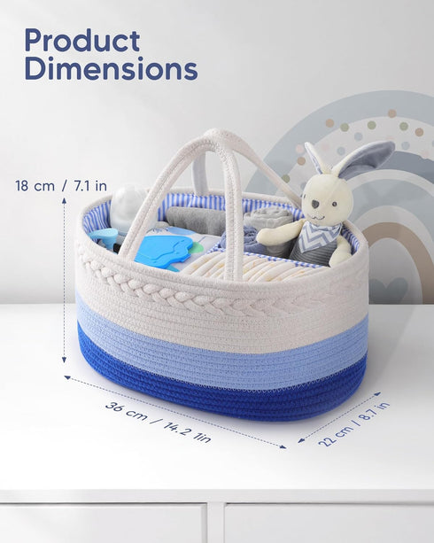 Maliton Baby Diaper Caddy Organizer, Cotton Rope Diaper Caddy Basket, Large Storage Basket for Newborn Boys and Girls