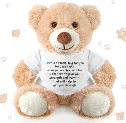 A Bear Hug Get Well Soon Gift, Plush Stuffed Animal for Sympathy (Khaki)