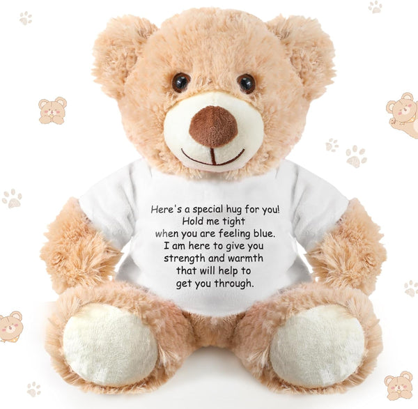 A Bear Hug Get Well Soon Gift, Plush Stuffed Animal for Sympathy (Khaki)
