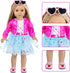 ZNTWEI 18 Inch Set Backpack American Doll Clothes and Makeup Accessories Includes Clothes Sunglasses Phone Shoes Comb