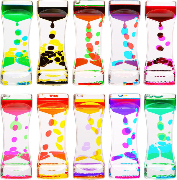 Liquid Motion Bubbler Timer, 10 Pack Relaxing Motion Timer Fidget Toys for Stress Management, Colorful Desk Decor
