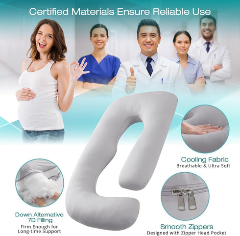 Sasttie Cooling Pregnancy Pillows for Sleeping, U Shaped Full Body Pillow with Removable Cover, Pregnant Women Must