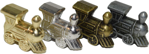 Set 4 Regal Games - Mexican Train Domino Replacement Metal Marker Trains - for Mexican Train Domino Game - Gold, White