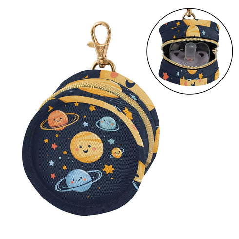 YETTASBIN Solar System Portable Pacifier Holder Case with Metal Hook Buckle & Zipper for Diaper Bag and Stroller
